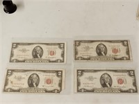 4 -1953 $2 Red Seal Notes