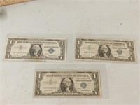 3 -1953 $1 Silver Certificates