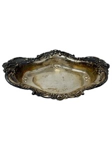 Wallace solid sterling silver card tray bowl