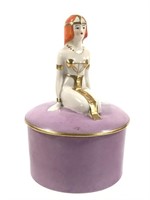 1920s Egyptian Revival Porcelain Fulper Powder Box