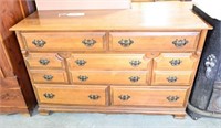 Salem Square Pine finish seven drawer dresser