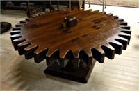 Industrial "Gear" Styled Pine Coffee Table.