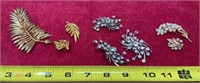 Brooches w Clip on Earrings one single earring on