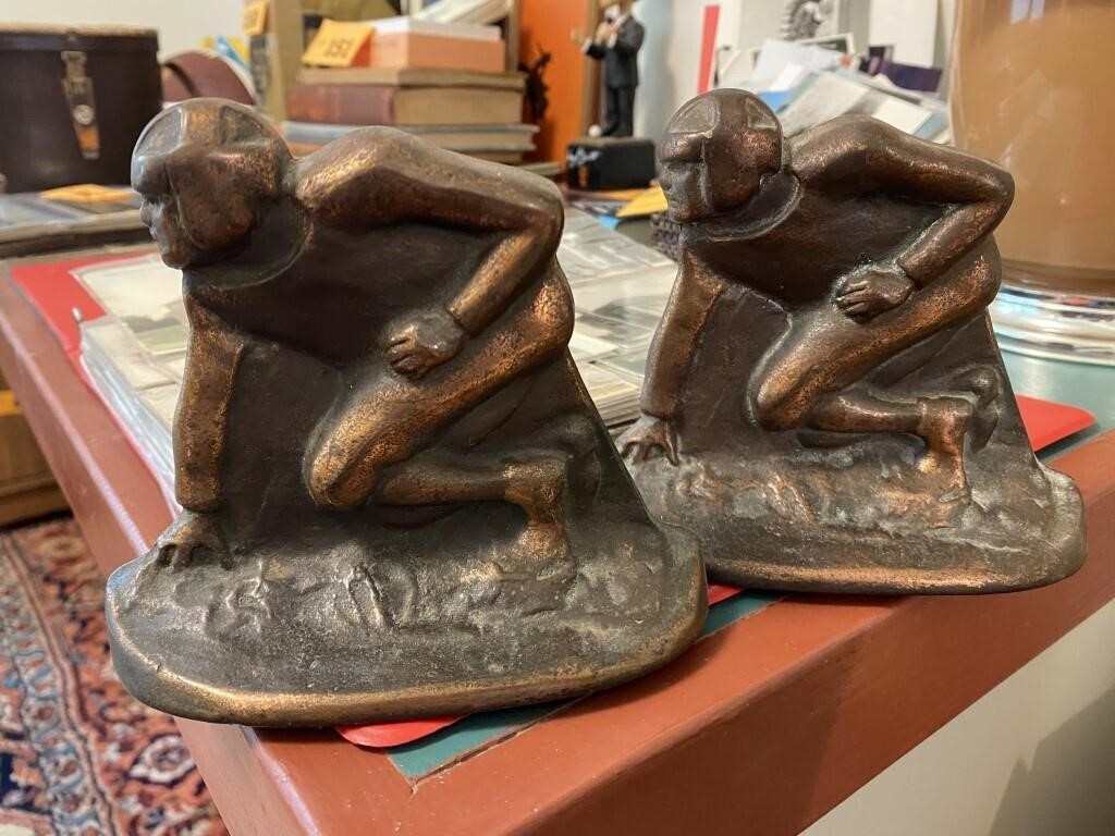 PR. OF VINTAGE FOOTBALL CAST IRON BOOKENDS