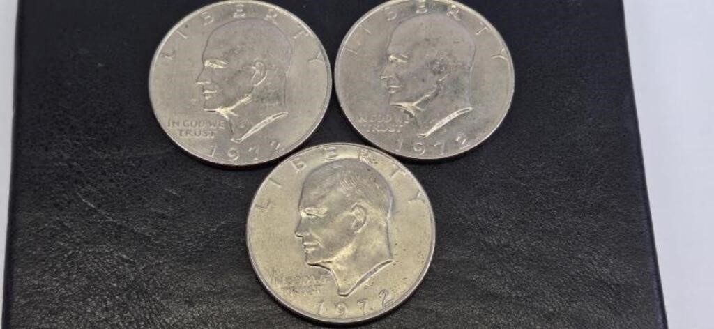 3 Each 1972 Eisenhower Dollars