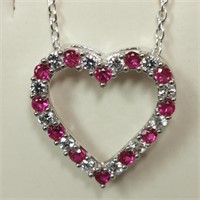 Silver Created Ruby Necklace