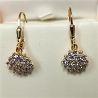 Gold Plated St.Silver Tanzanite(1ct) Earrings