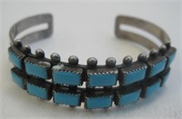 Zuni SS Turquoise Bracelet - Hallmarked