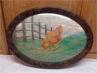 Oval Frame with Damaged Chicken Image