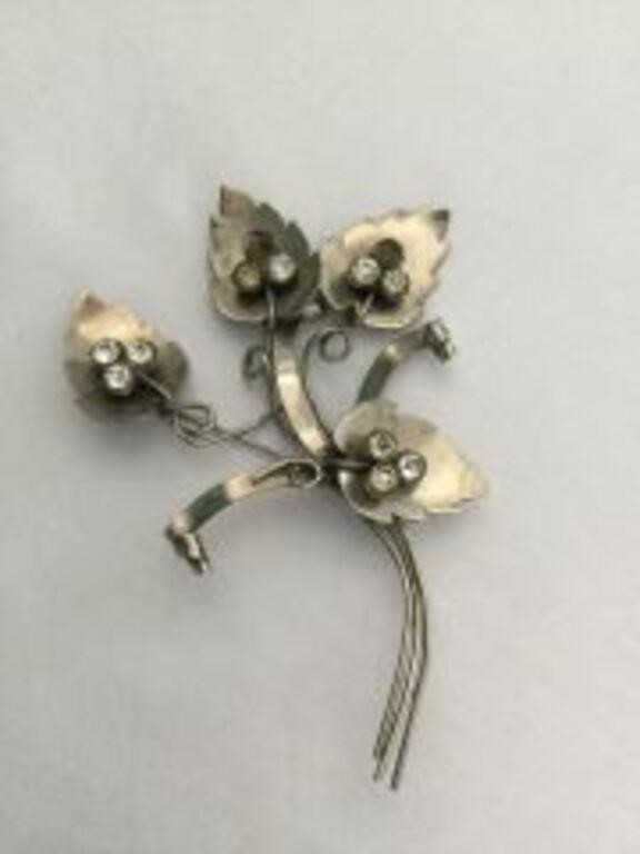 Sterling Flower Brooch Large