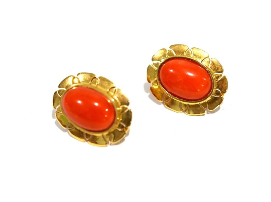 Pr Gold & Coral Earrings