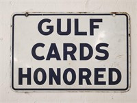 "Gulf Cards Accepted" Double-Sided Porcelain Sign