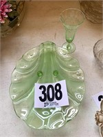 Depression Glass Plate And Stemware (Kitchen)