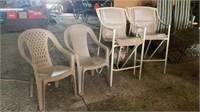 (2) Plastic Chairs and (2) Bar Stools