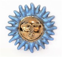 Painted Terra Cotta Sun Face Wall Plaque