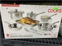 21 PC COOKS STAINLESS STEEL COOKWARE SET