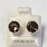$160 Silver Smokey Quartz Earrings