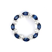 18K WHITE GOLD 0.25CT DIAMOND 1.40CT SAPPHIRE PEND