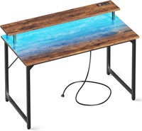 SUPERJARE 47 Computer Desk w/ LED Lights