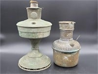 Vintage Solid Brass Oil Lamp Parts / Bases