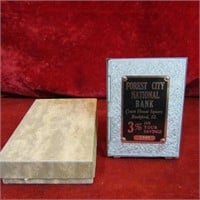 Forest city National Bank/picture frame. w/box.