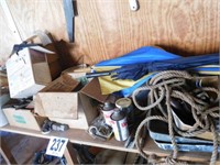 Shelf of misc, nails, tools & misc