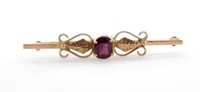 Edwardian garnet and gilt metal brooch