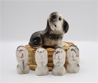Occupied Japan Porcelain Mom & Puppies