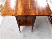 DROP LEAF TABLE ON WHEELS WITH DRAWER