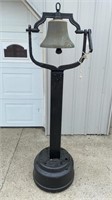 Brass Bell on Cast Iron Mount W/Wooden Post