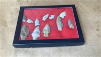INDIAN ARTIFACTS - 11 PIECES WITH CASE