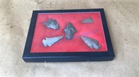 INDIAN ARTIFACTS- 5 PIECES WITH CASE