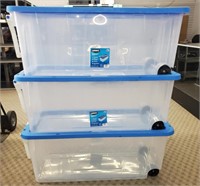 (3) 200 qt. Hart Clear Rolling  Storage Box