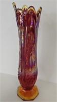 Indiana Amberina Iridescent Swung Glass Vase