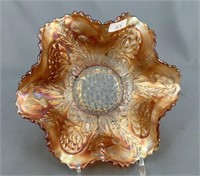 Lotus and Thistle 7" ruffled bowl - marigold