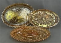 Lot of 3 oval dresser trays - marigold