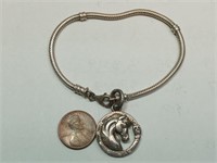 OF) 925 sterling silver horse charm bracelet