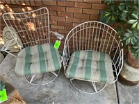 (2) vintage metal wrought iron chairs