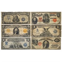 LOT OF (6) MIXED LARGE SIZE NOTES 1899-1917