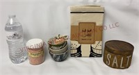 Salt, Mud Pie Dipping Bowls, Towel, Salt Container