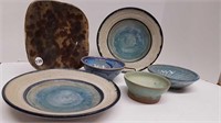 3 POTTERY BOWLS + PLATES