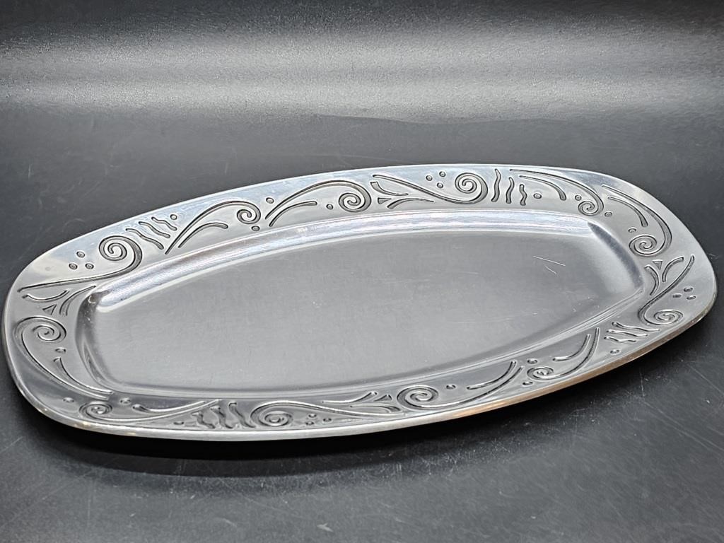 Lenox Silver Tone Tray w/ Scroll on Rim