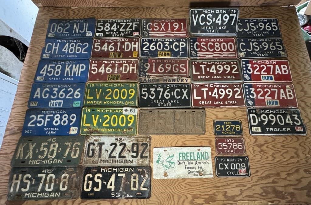 Vtg License Plates from around the Barns, some