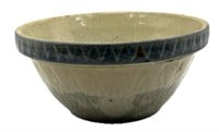 Antique Blue Diamond Pattern Stoneware Crock Bowl