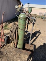 WELDING TANK WITH CART, GAUGES AND HOSE