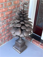 Outdoor metal pinecone decor