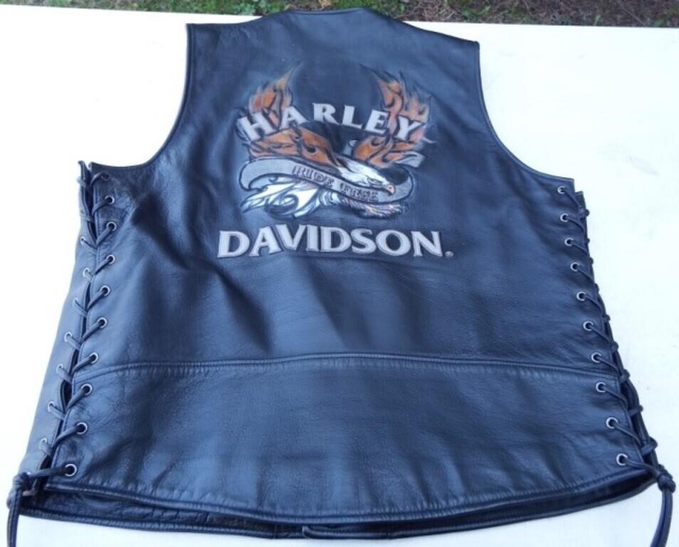 Harley Davidson Leather Vest with Pins