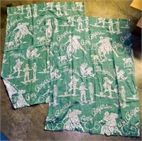 1950's Green Roy Rogers 2 Panel Curtain Set