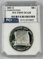 1987-S Silver Dollar, Constitution PCI PR70 DCAM