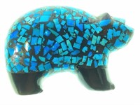 Zuni Fetish Chip Turquoise Bear Sculpture